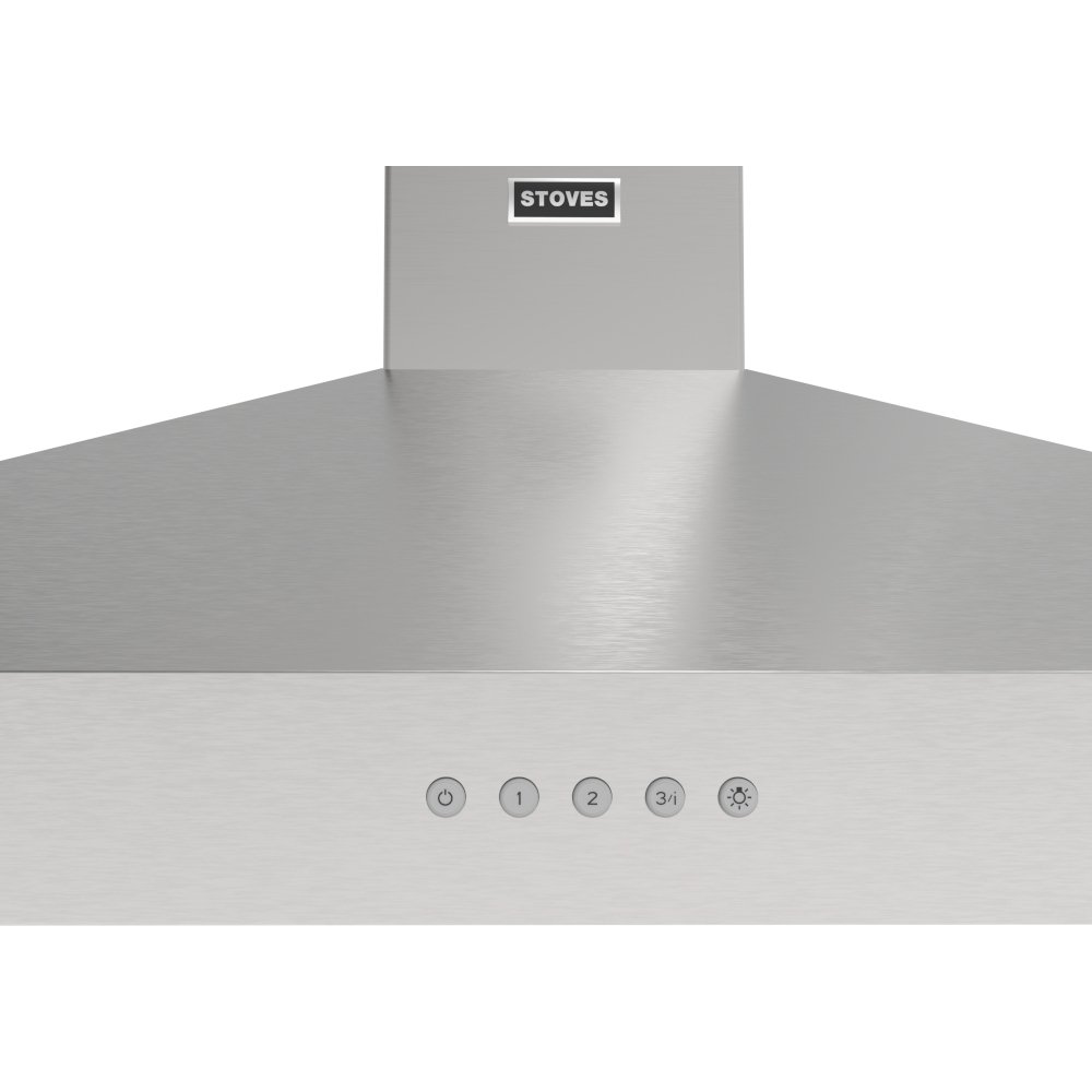 Stoves Sterling 90PYR Stainless Steel 90cm Chimney Cooker Hood, A+ Rated