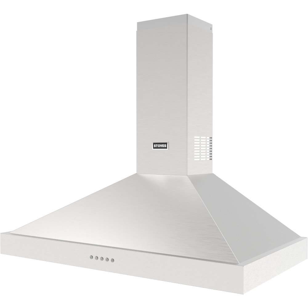 Stoves Sterling 90PYR Stainless Steel 90cm Chimney Cooker Hood, A+ Rated