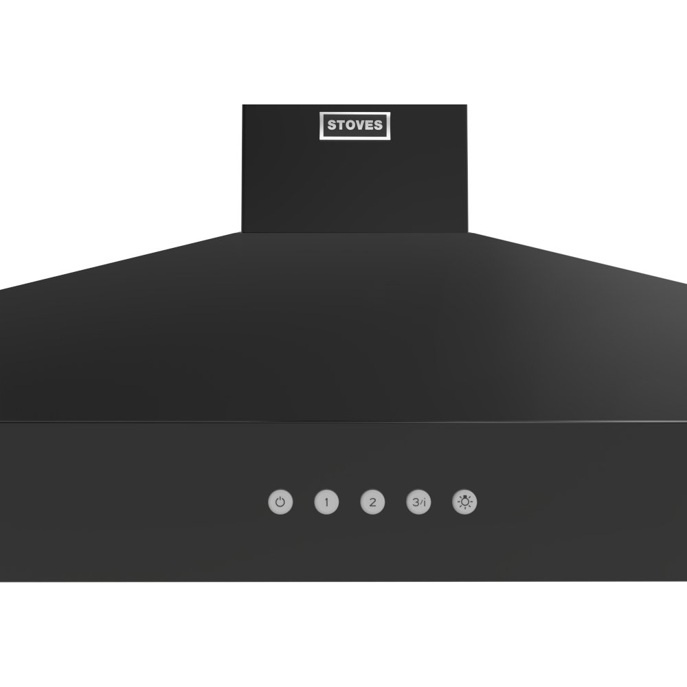 Stoves Sterling 110PYR Black 110cm Chimney Cooker Hood, A+ Rated