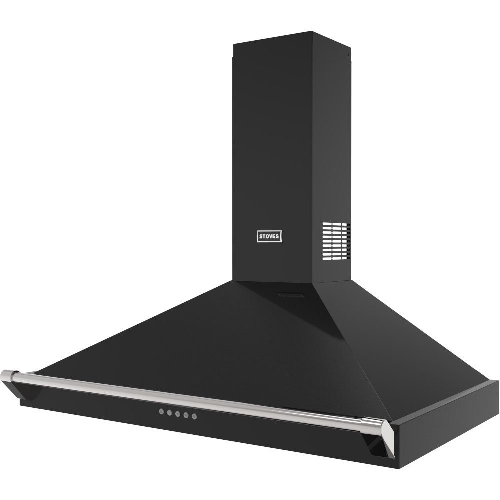 Stoves Richmond 90PYR Black 90cm Chimney Cooker Hood, A+ Rated