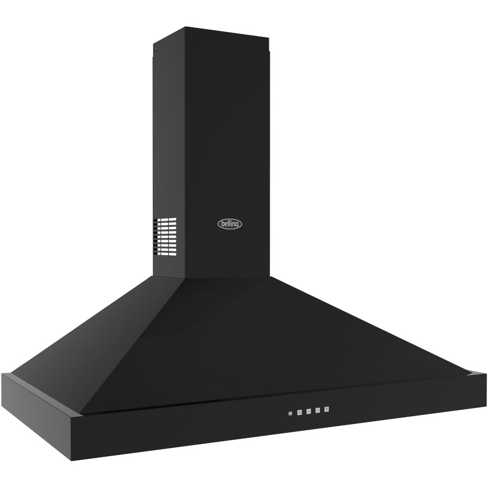 Belling Farmhouse 100PYR 100cm Chimney Cooker Hood, Black, C Rated