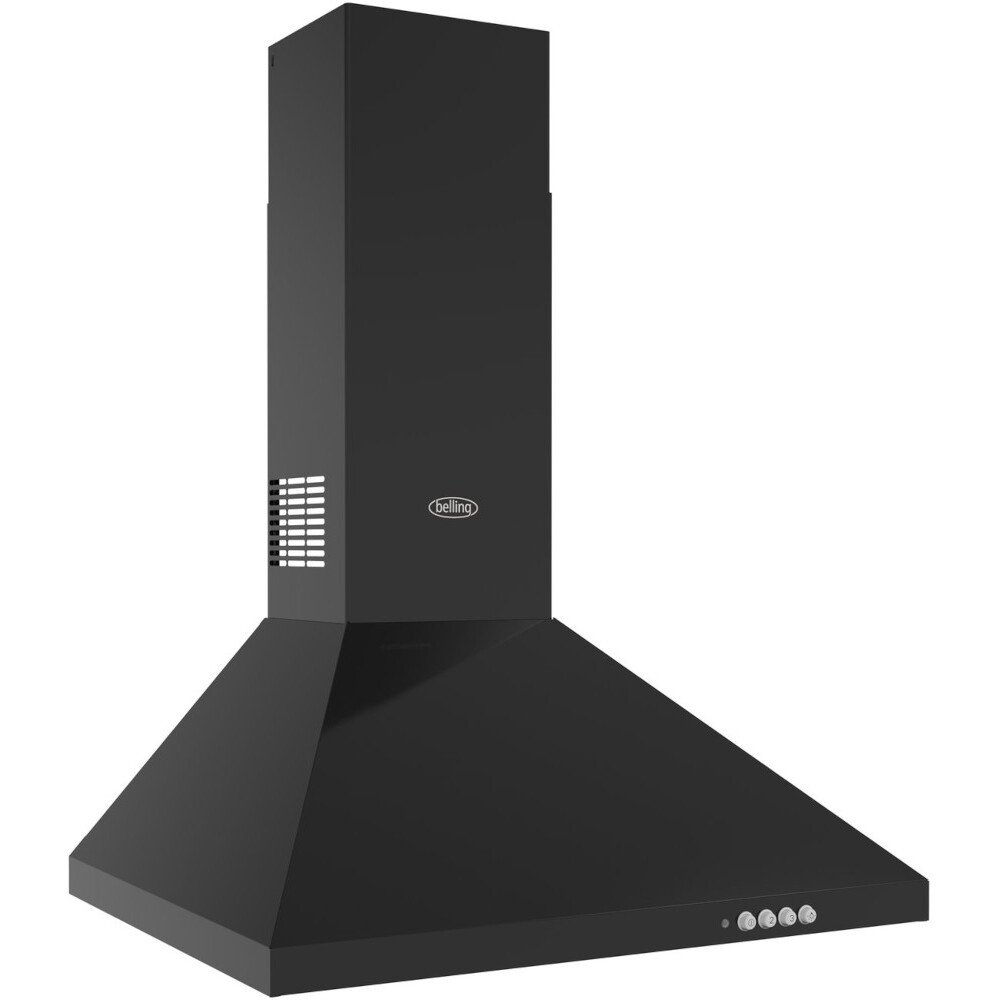 Belling 603PYR Black 60cm Chimney Cooker Hood, C Rated