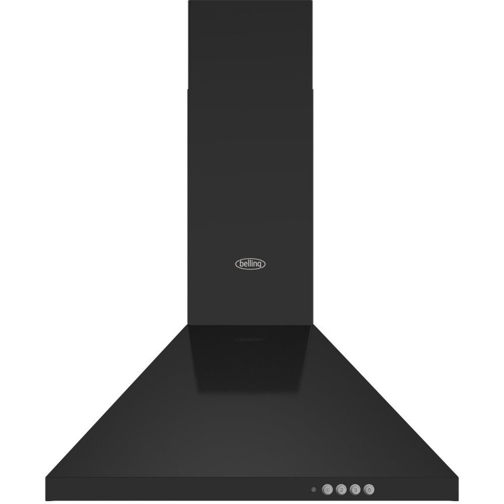 Belling 603PYR Black 60cm Chimney Cooker Hood, C Rated