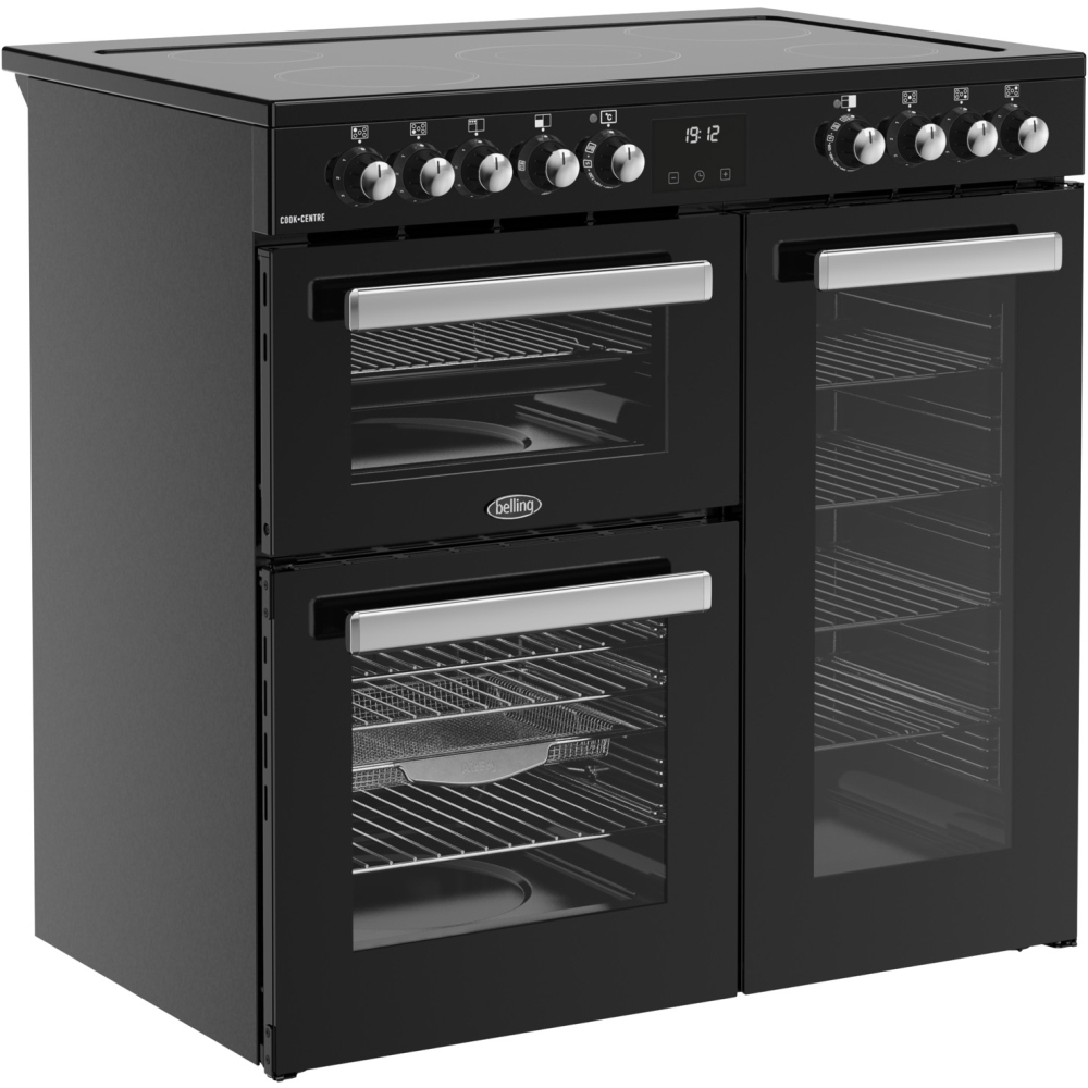 Belling RCA COOKCENTRE 90E B 90cm Ceramic Range Cooker, Black, A Rated