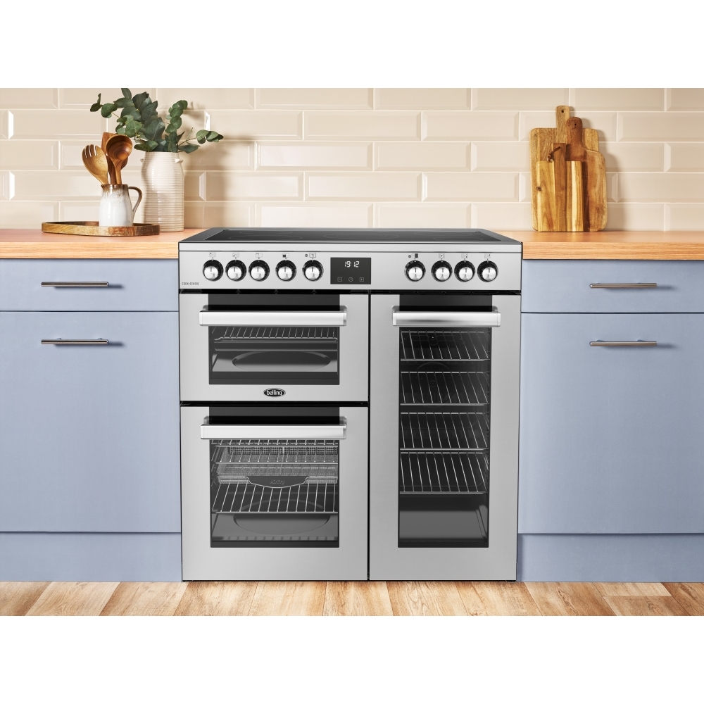 Belling RCA COOKCENTRE 90E S 90cm Ceramic Range Cooker, Stainless Steel, A Rated