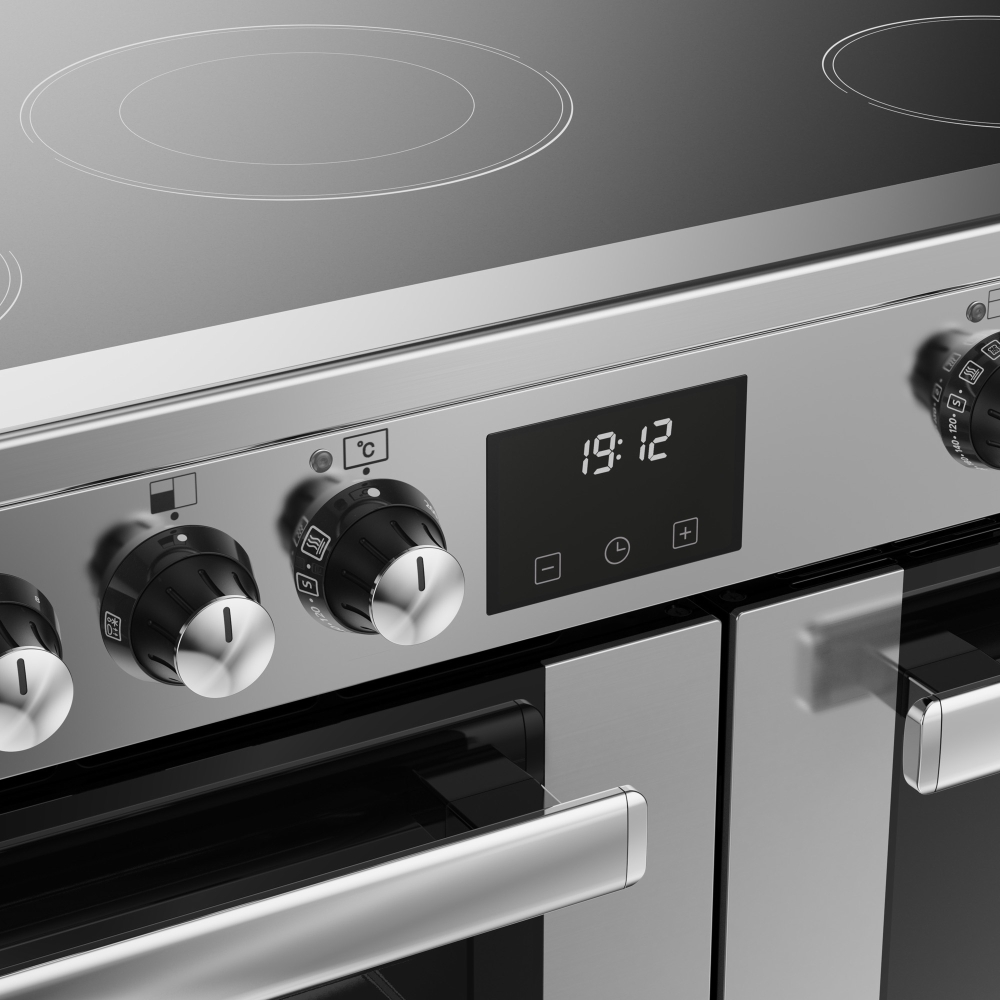 Belling RCA COOKCENTRE 90E S 90cm Ceramic Range Cooker, Stainless Steel, A Rated