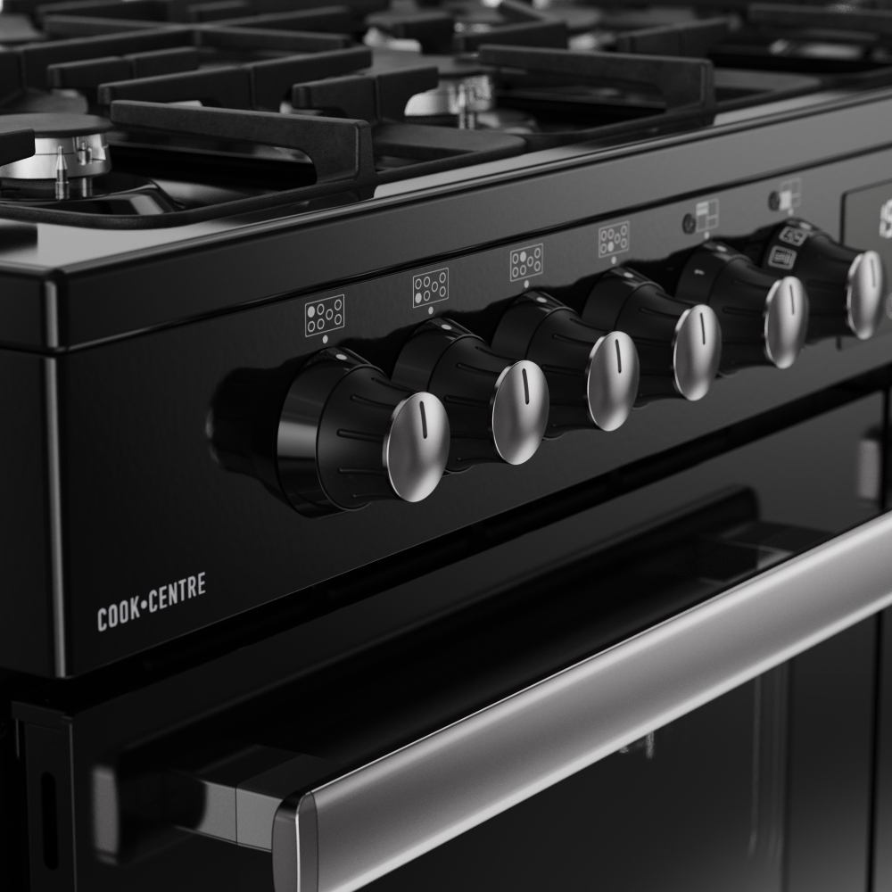 Belling RCA COOKCENTRE 110DF 110cm Dual Fuel Range Cooker, Black, A Rated