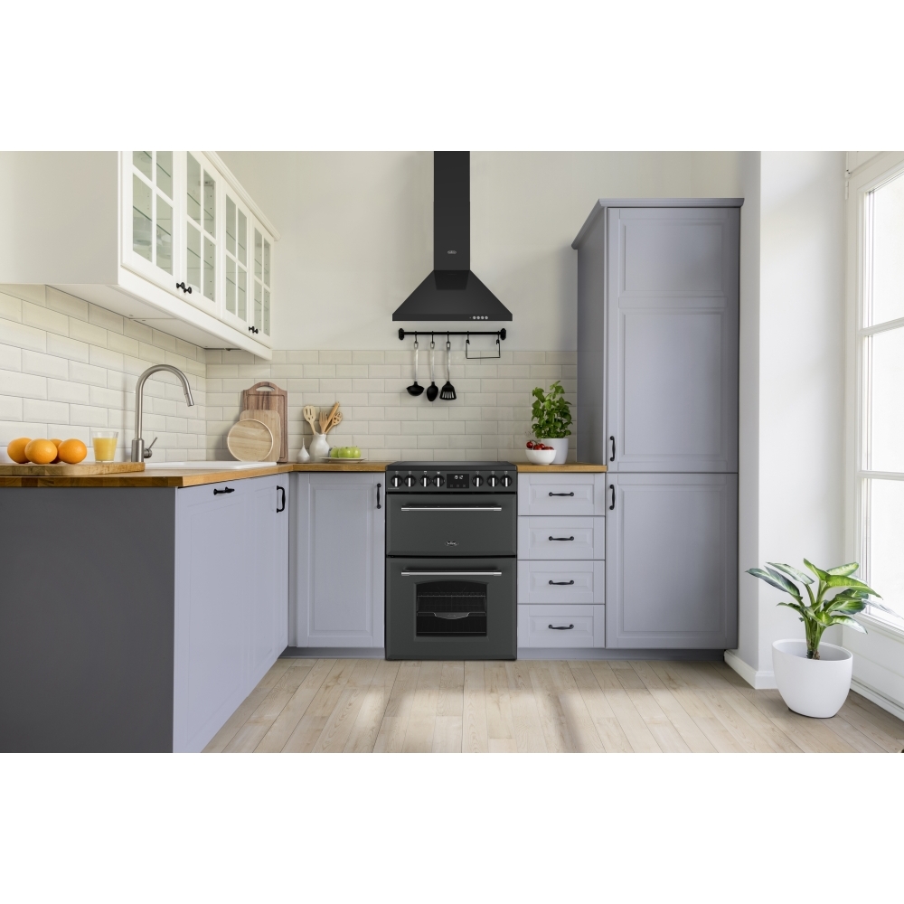 Belling Farmhouse 60E Ceramic Electric Cooker with Double Oven, Grey, A Rated