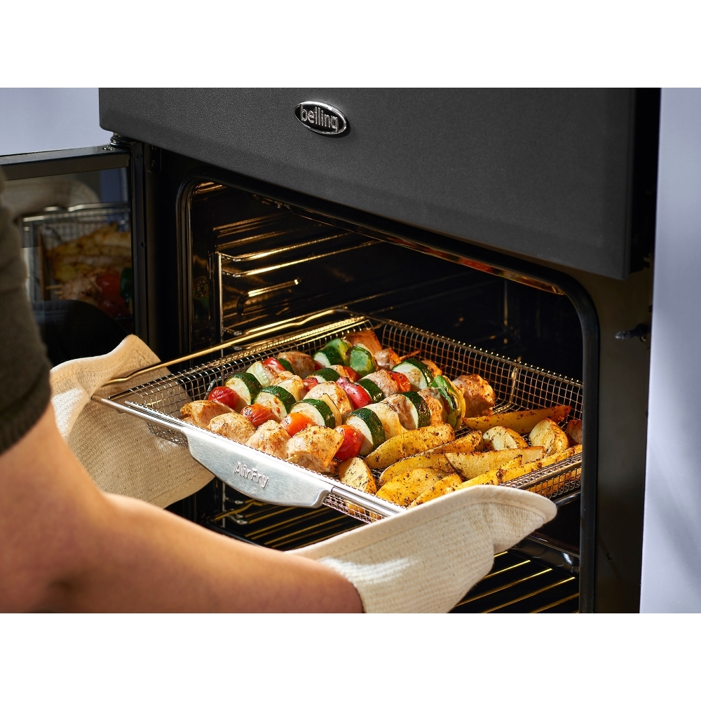 Belling Farmhouse 60E Ceramic Electric Cooker with Double Oven, Grey, A Rated