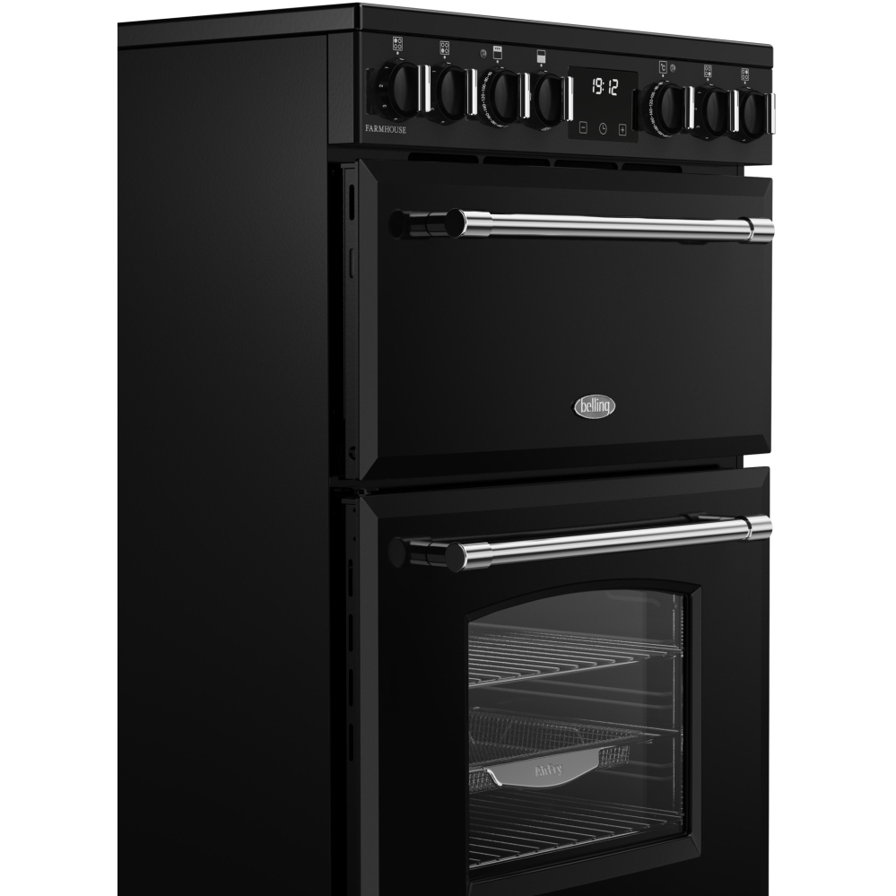 Belling Farmhouse 60E Ceramic Electric Cooker with Double Oven, Black, A Rated