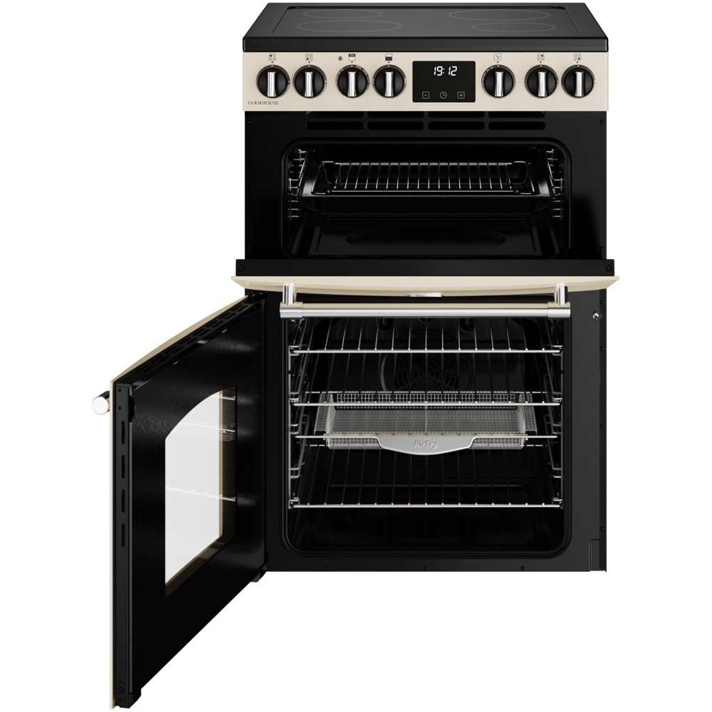 Belling Farmhouse 60E Ceramic Electric Cooker with Double Oven, Cream, A Rated