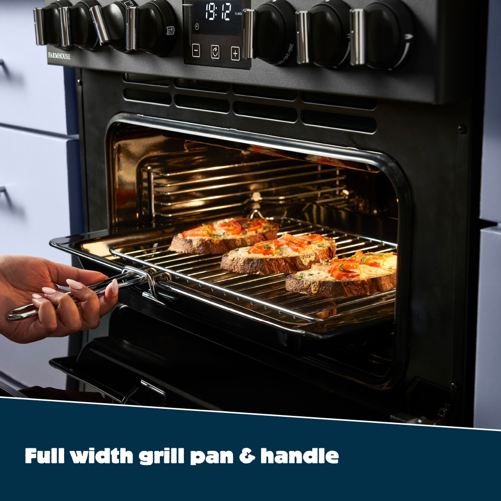 Belling MRA FARMHOUSE 60 Dual Fuel Cooker with Double Oven, Grey, A Rated