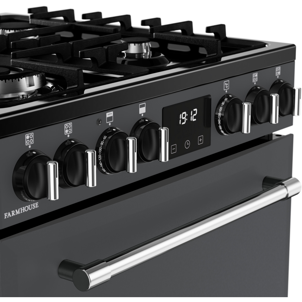 Belling MRA FARMHOUSE 60 Dual Fuel Cooker with Double Oven, Grey, A Rated