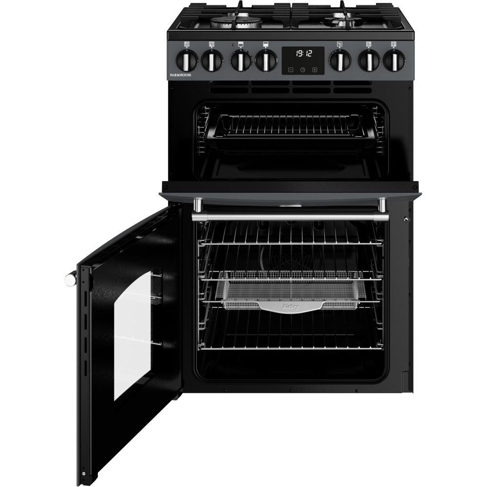 Belling MRA FARMHOUSE 60 Dual Fuel Cooker with Double Oven, Grey, A Rated