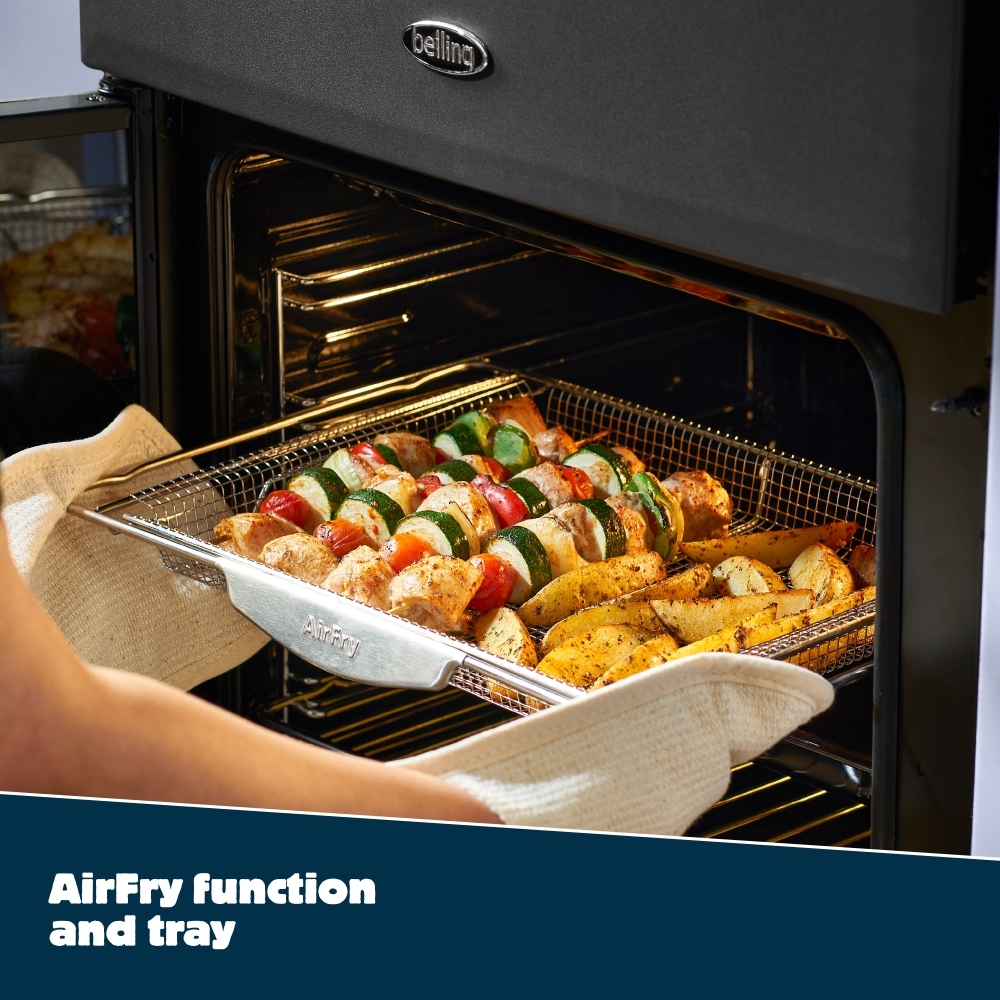 Belling MRA FARMHOUSE 60 Dual Fuel Cooker with Double Oven, Black, A Rated