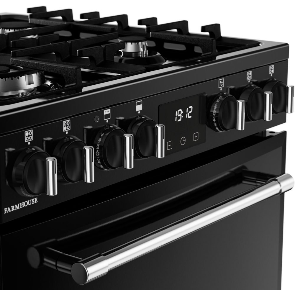 Belling MRA FARMHOUSE 60 Dual Fuel Cooker with Double Oven, Black, A Rated