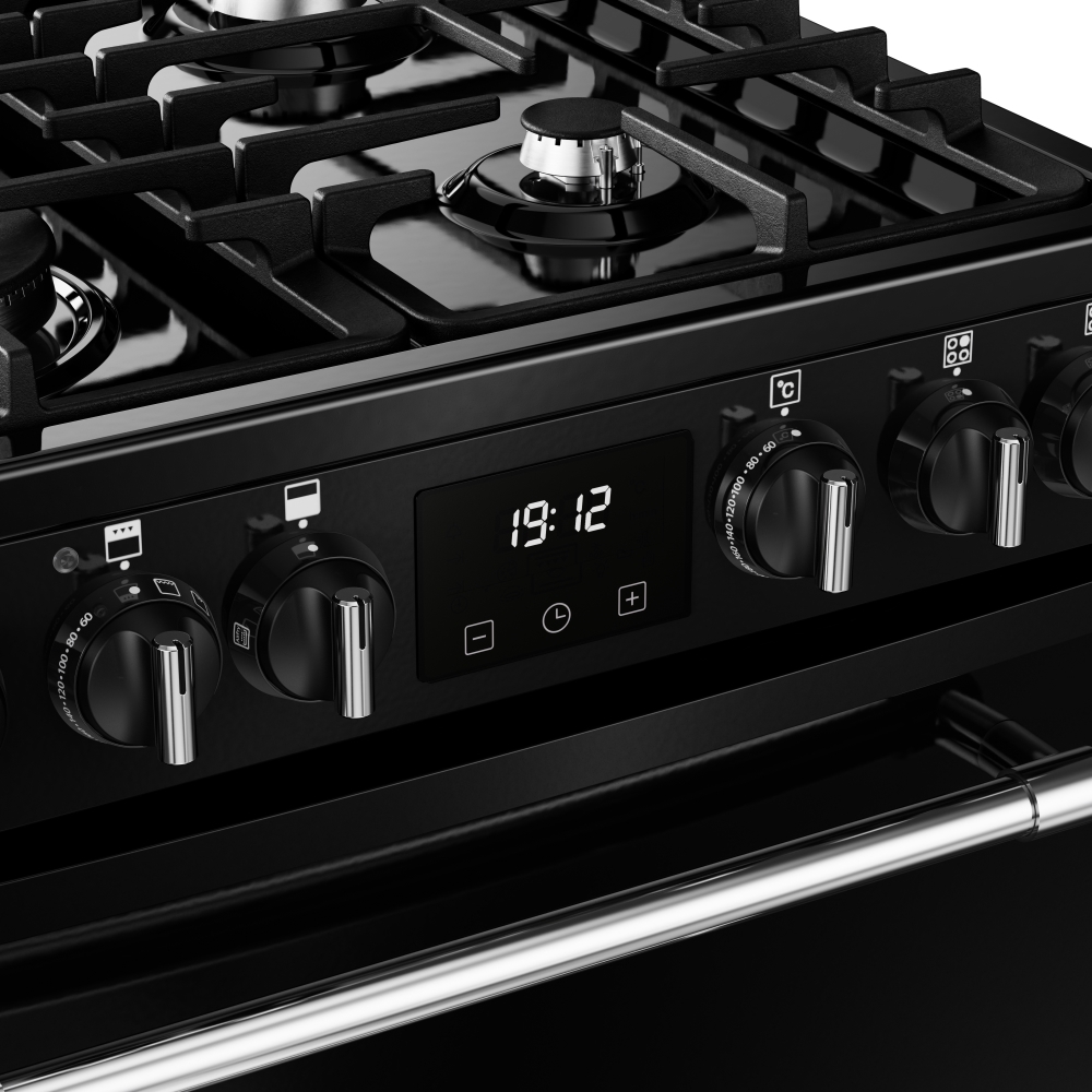Belling MRA FARMHOUSE 60 Dual Fuel Cooker with Double Oven, Black, A Rated