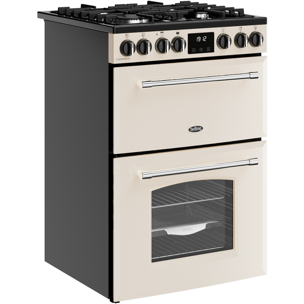Belling MRA FARMHOUSE 60 Dual Fuel Cooker with Double Oven, Cream, A Rated