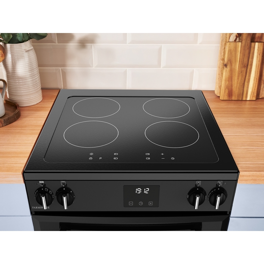 Belling Farmhouse 60Ei TCH Induction Electric Cooker with Double Oven, Black, A Rated