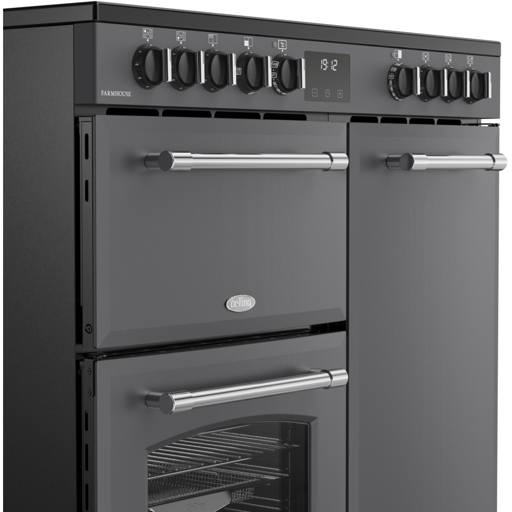 Belling RCA FARMHOUSE 90E AN 90cm Ceramic Range Cooker, Grey, A Rated