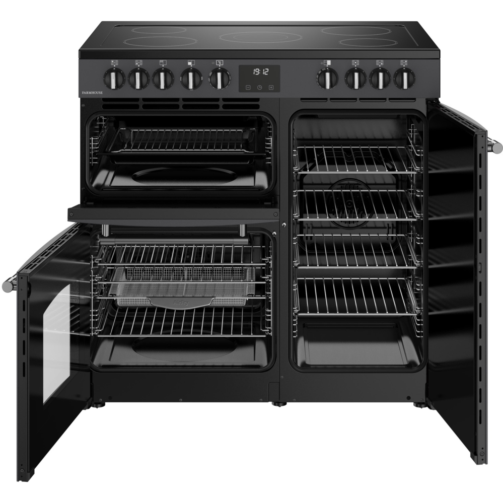 Belling RCA FARMHOUSE 90E AN 90cm Ceramic Range Cooker, Grey, A Rated