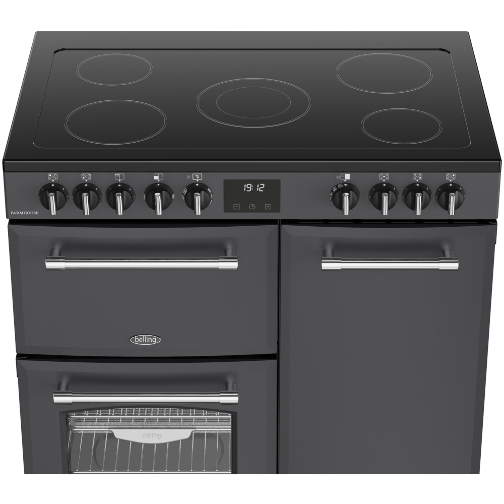 Belling RCA FARMHOUSE 90E AN 90cm Ceramic Range Cooker, Grey, A Rated