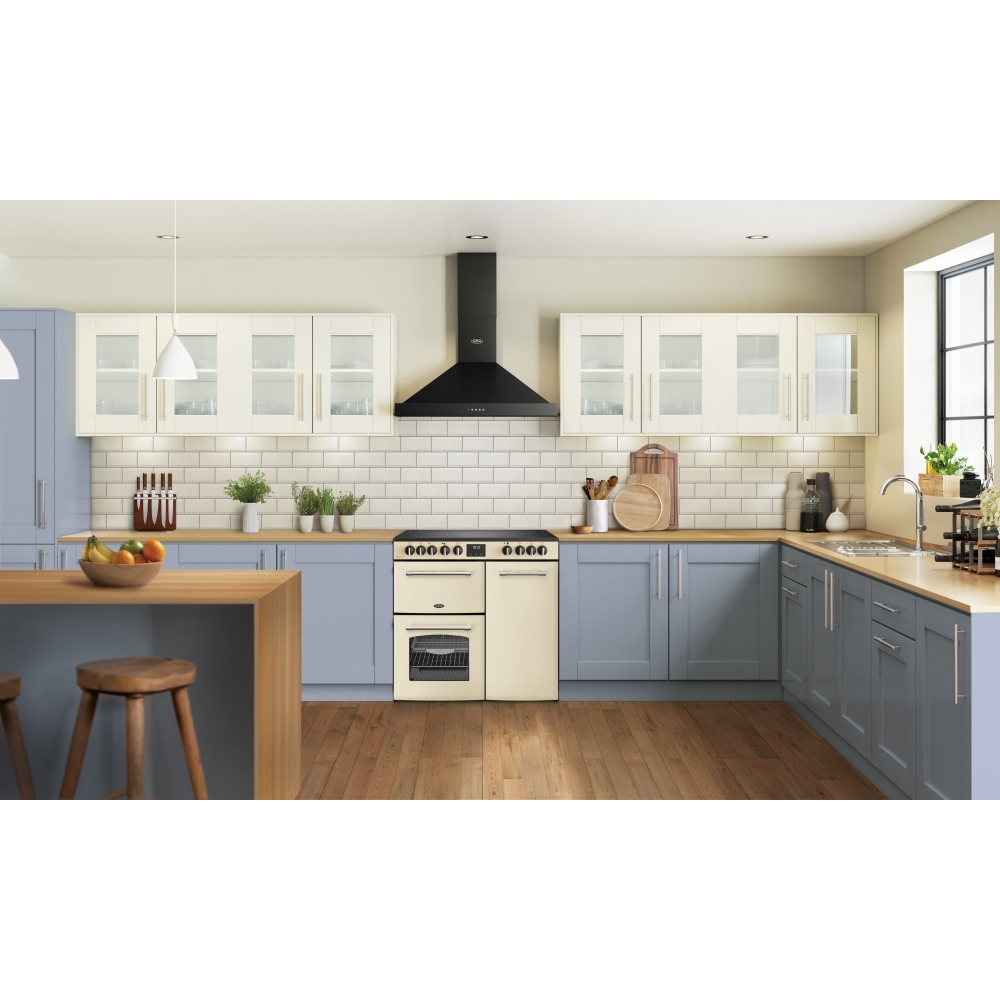 Belling Farmhouse 90E 90cm Ceramic Range Cooker, Cream, A Rated