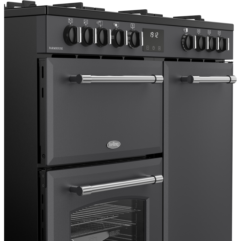Belling RCA FARMHOUSE 90DF A 90cm Dual Fuel Range Cooker, Grey, A Rated