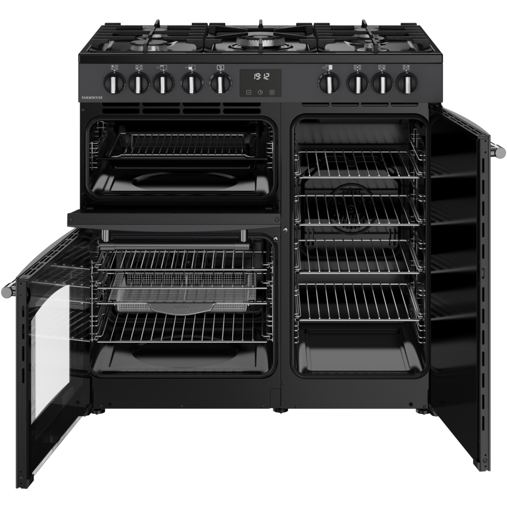 Belling RCA FARMHOUSE 90DF A 90cm Dual Fuel Range Cooker, Grey, A Rated