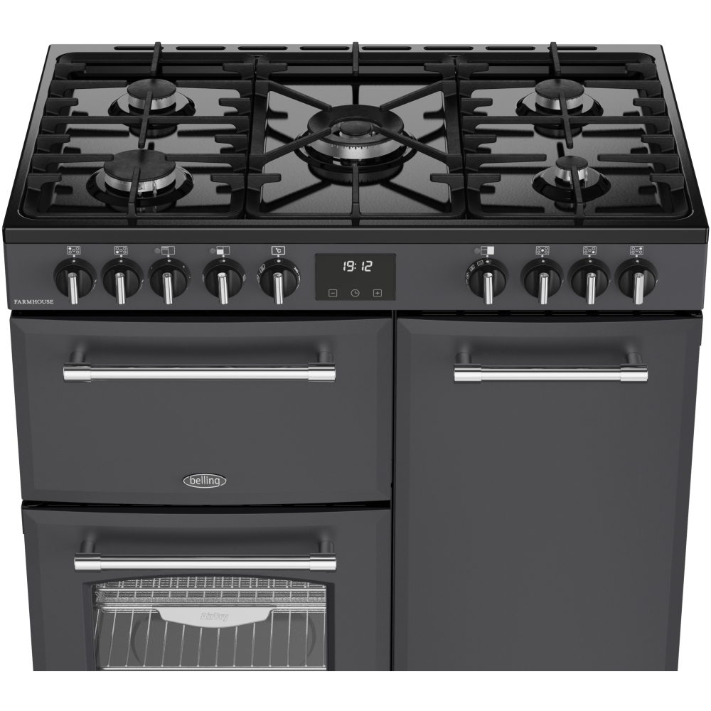 Belling RCA FARMHOUSE 90DF A 90cm Dual Fuel Range Cooker, Grey, A Rated
