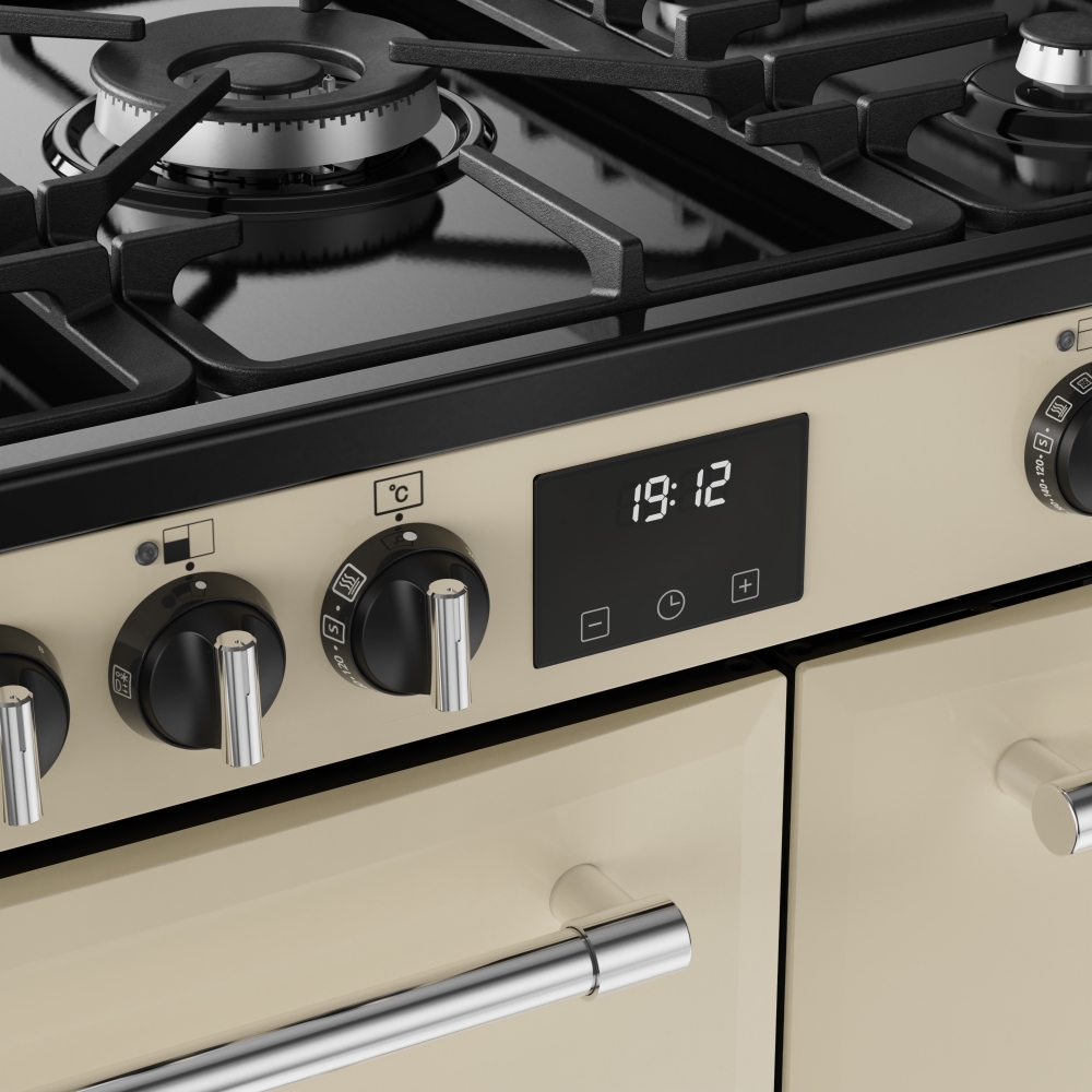 Belling Farmhouse 90DF 90cm Dual Fuel Range Cooker, Cream, A Rated
