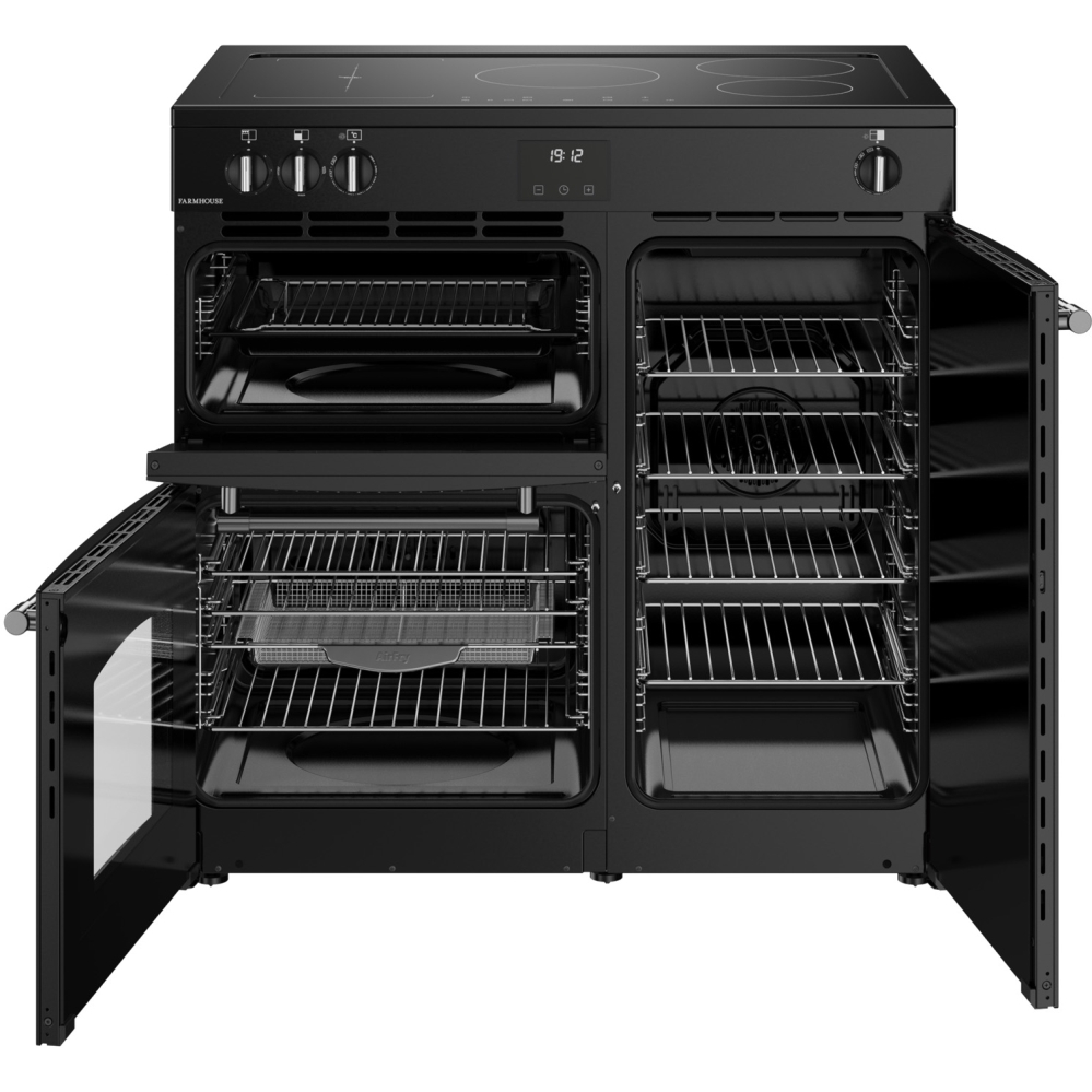 Belling RCA FARMHOUSE 90Ei B 90cm Induction Range Cooker, Black, A Rated