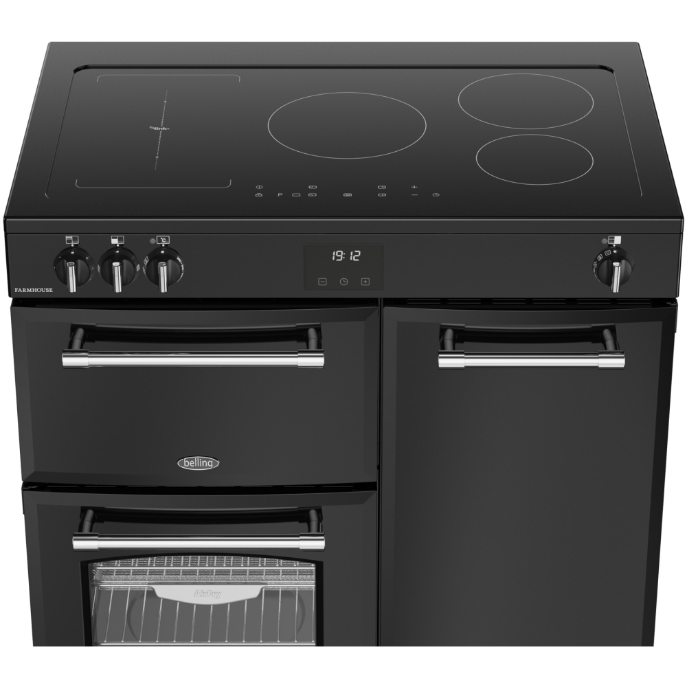 Belling RCA FARMHOUSE 90Ei B 90cm Induction Range Cooker, Black, A Rated