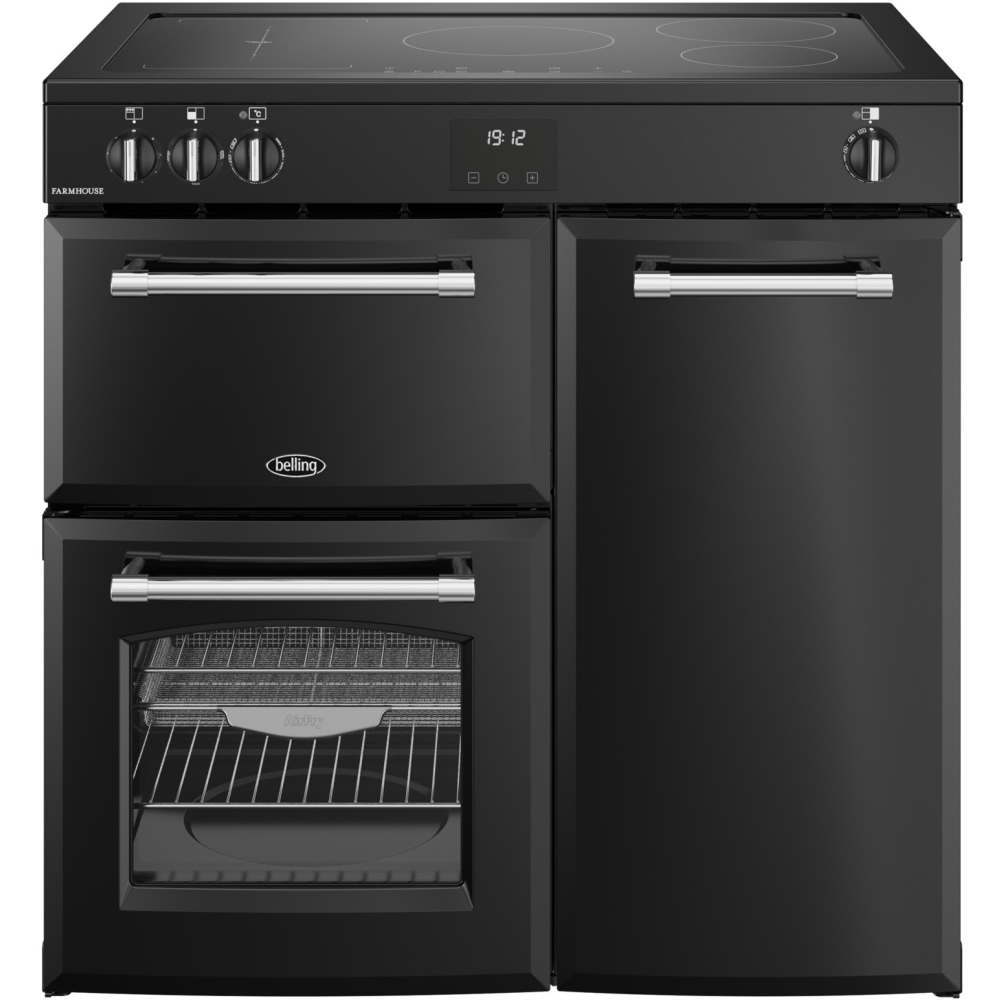 Belling RCA FARMHOUSE 90Ei B 90cm Induction Range Cooker, Black, A Rated