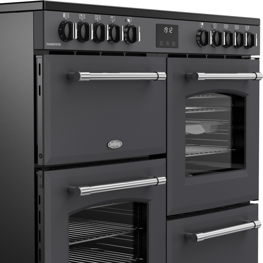 Belling RCA FARMHOUSE 100E A 100cm Ceramic Range Cooker, Grey, A Rated