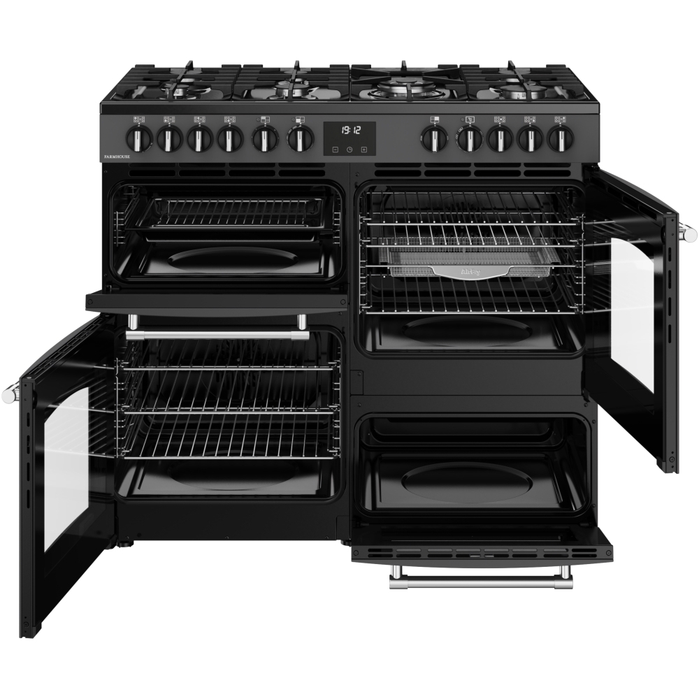 Belling Farmhouse 100DF 100cm Dual Fuel Range Cooker, Grey, A Rated