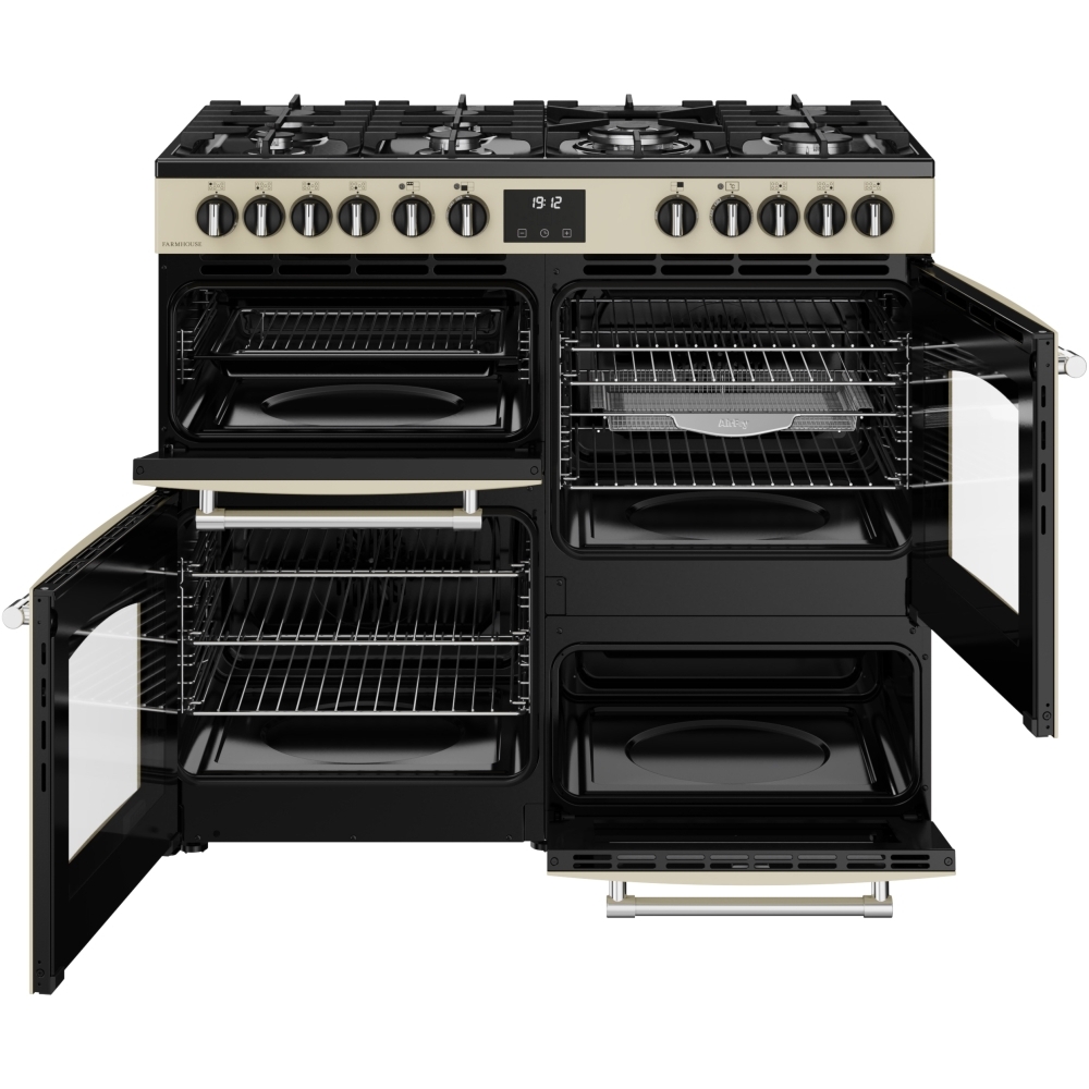 Belling Farmhouse 100DF 100cm Dual Fuel Range Cooker, Cream, A Rated