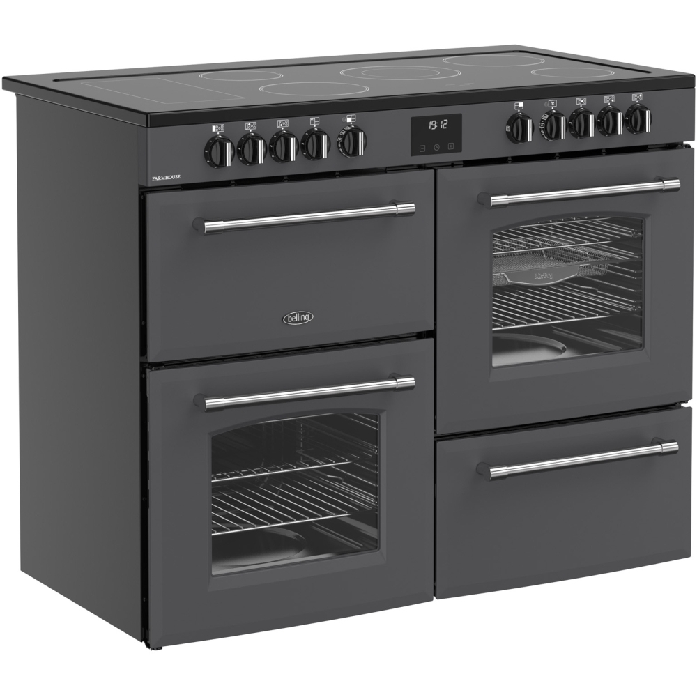 Belling RCA FARMHOUSE 110E A 110cm Ceramic Range Cooker, Grey, A Rated
