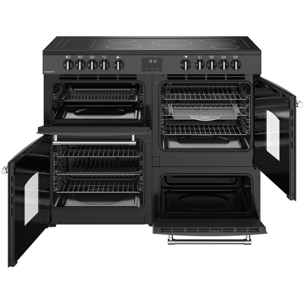 Belling RCA FARMHOUSE 110E A 110cm Ceramic Range Cooker, Grey, A Rated