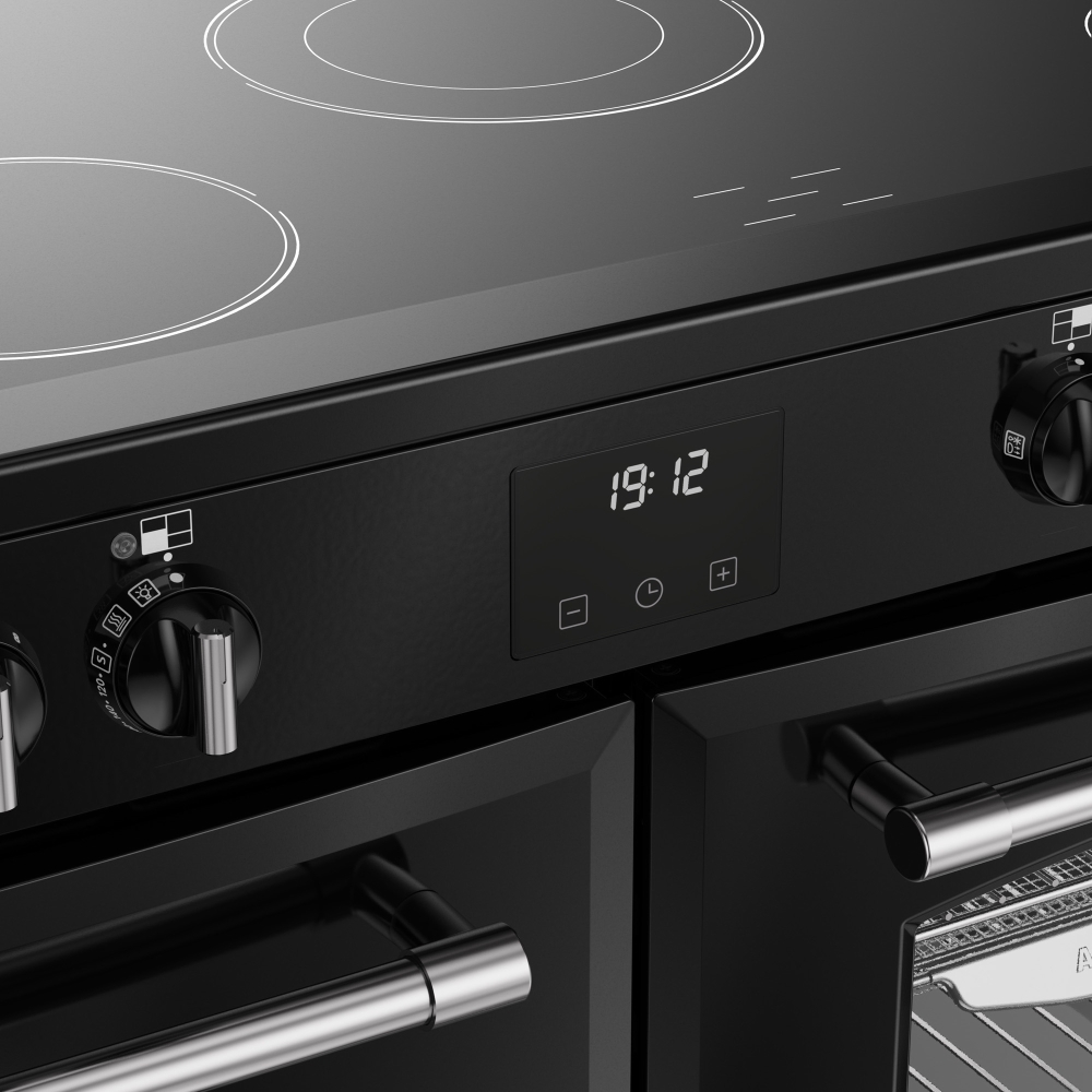 Belling RCA FARMHOUSE 110E B 110cm Ceramic Range Cooker, Black, A Rated