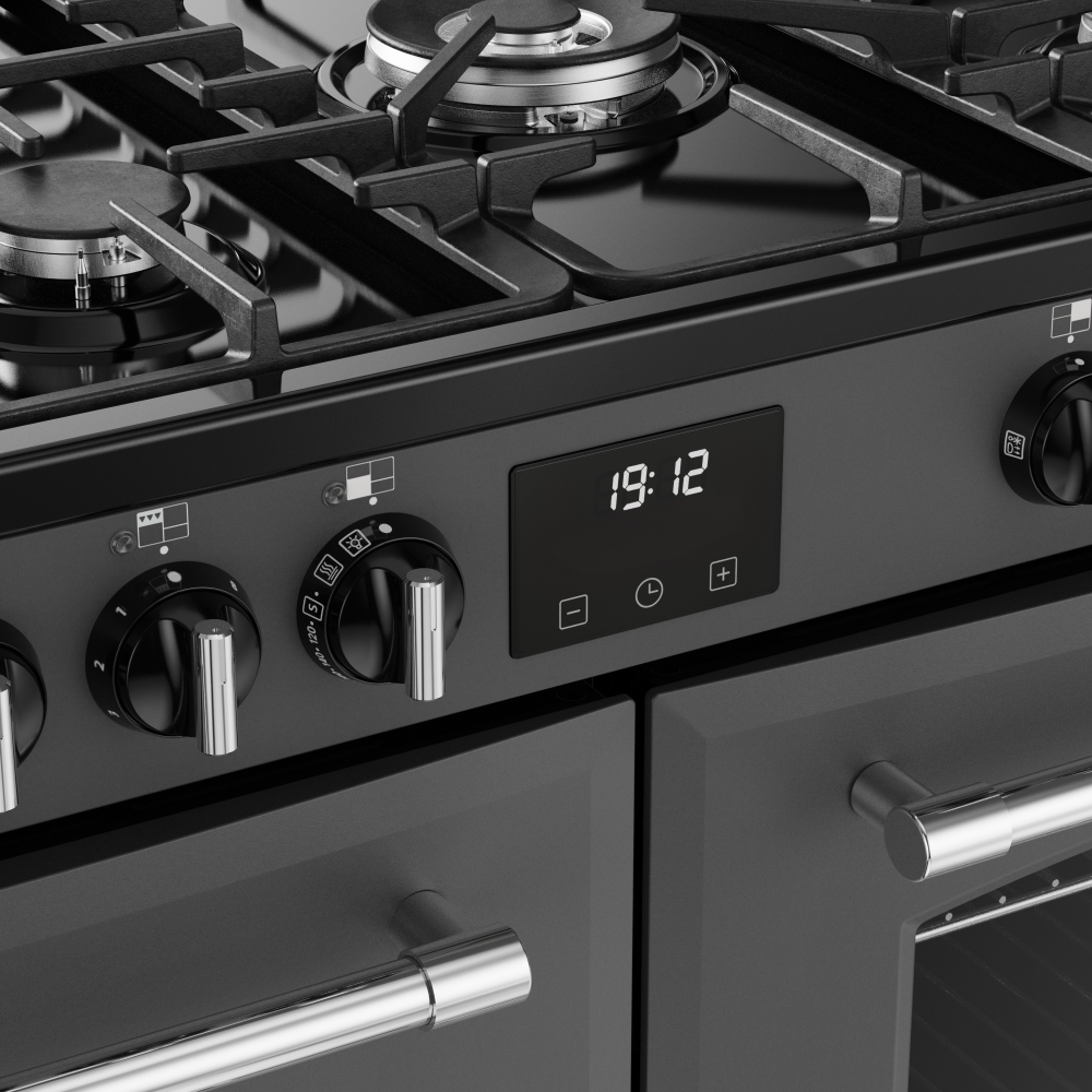 Belling Farmhouse 110 DF 110cm Dual Fuel Range Cooker, Grey, A Rated