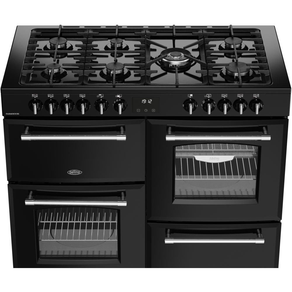Belling RCA FARMHOUSE 110DF 110cm Dual Fuel Range Cooker, Black, A Rated