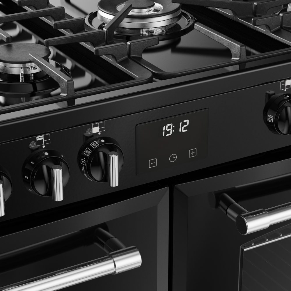 Belling RCA FARMHOUSE 110DF 110cm Dual Fuel Range Cooker, Black, A Rated