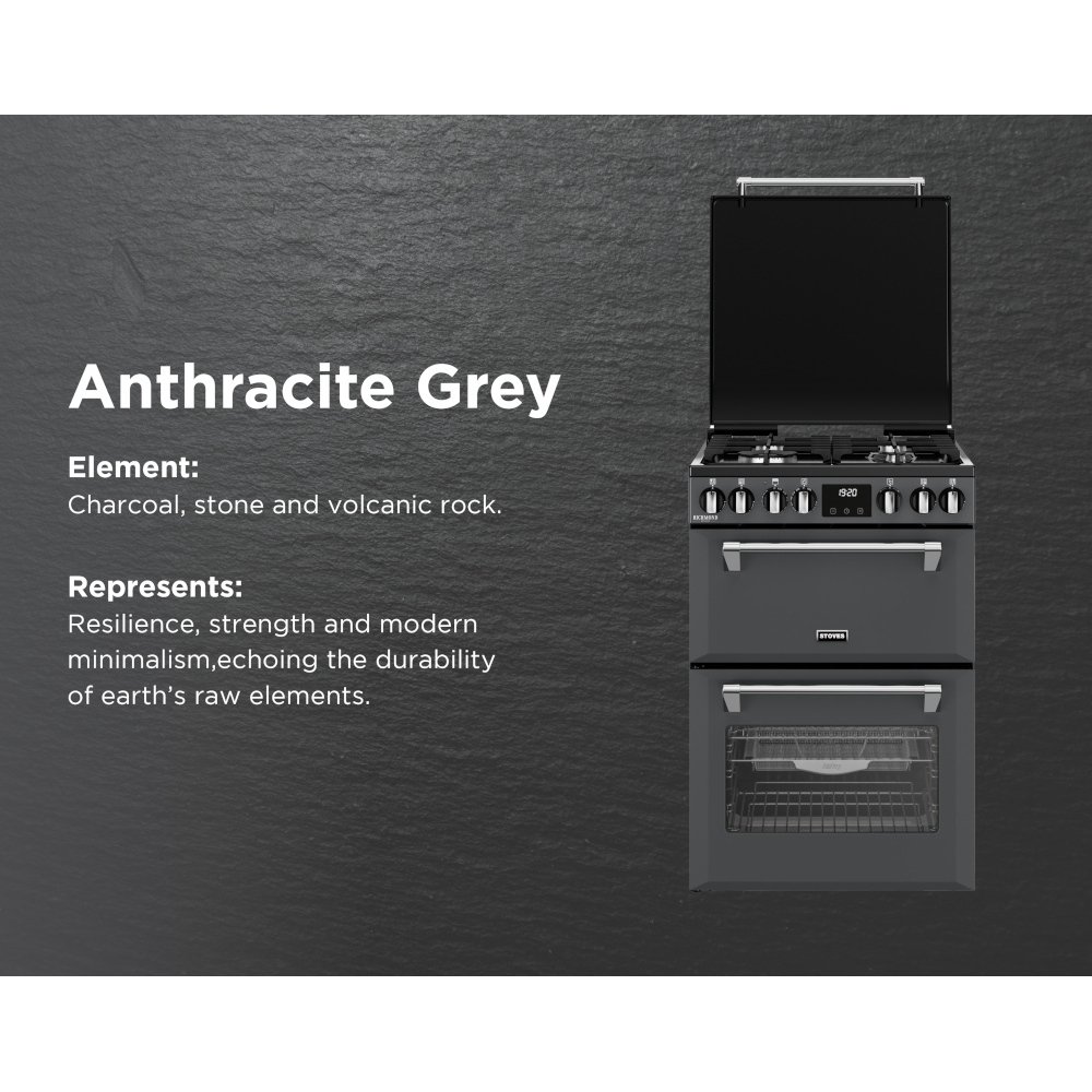 Stoves DX MRA RICH 60DF Dual Fuel Cooker with Double Oven, Grey, A Rated