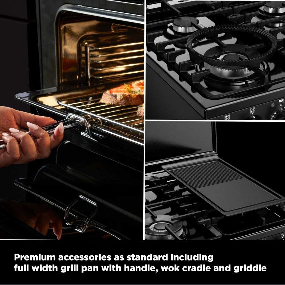 Stoves DX MRA RICH 60DF Dual Fuel Cooker with Double Oven, Black, A Rated