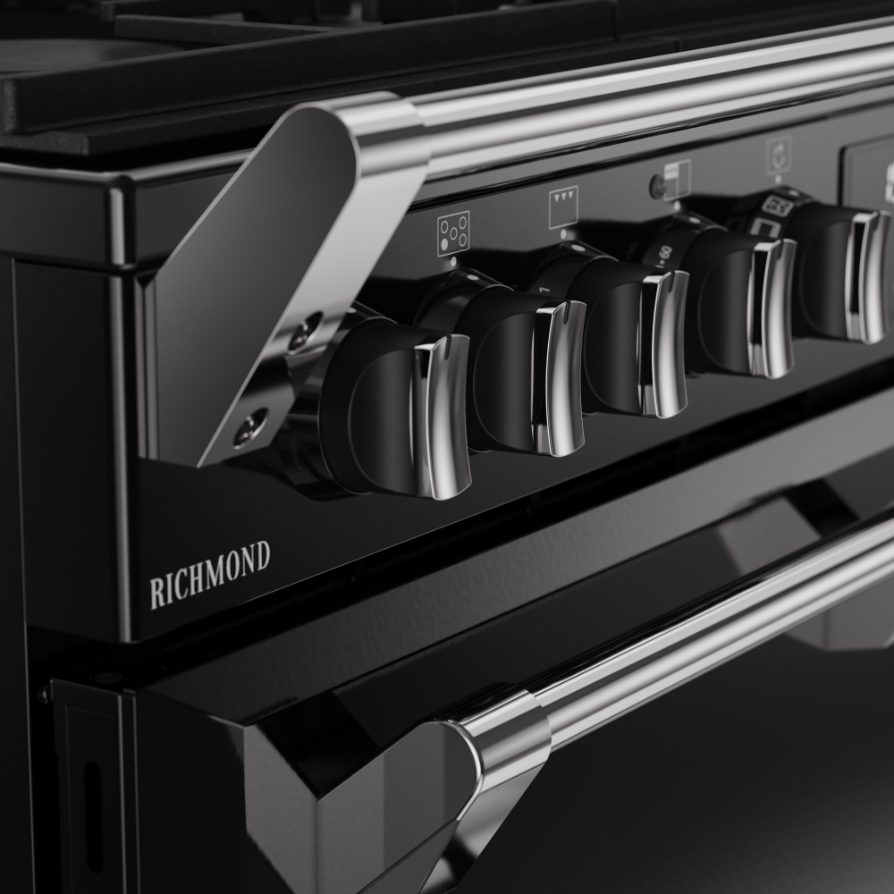 Stoves RCA RICH 90DF BLK 90cm Dual Fuel Range Cooker, Black, A Rated