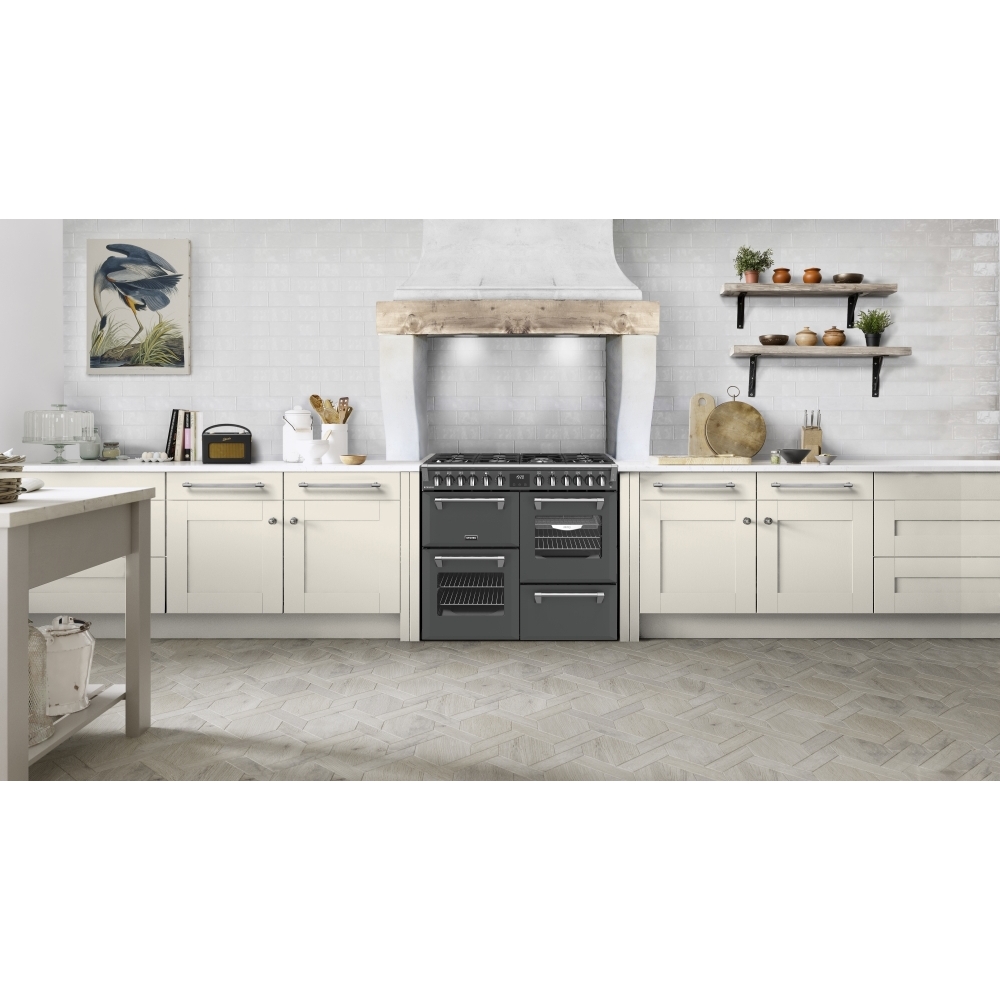 Stoves Richmond 100DF 100cm Dual Fuel Range Cooker, Grey, A Rated