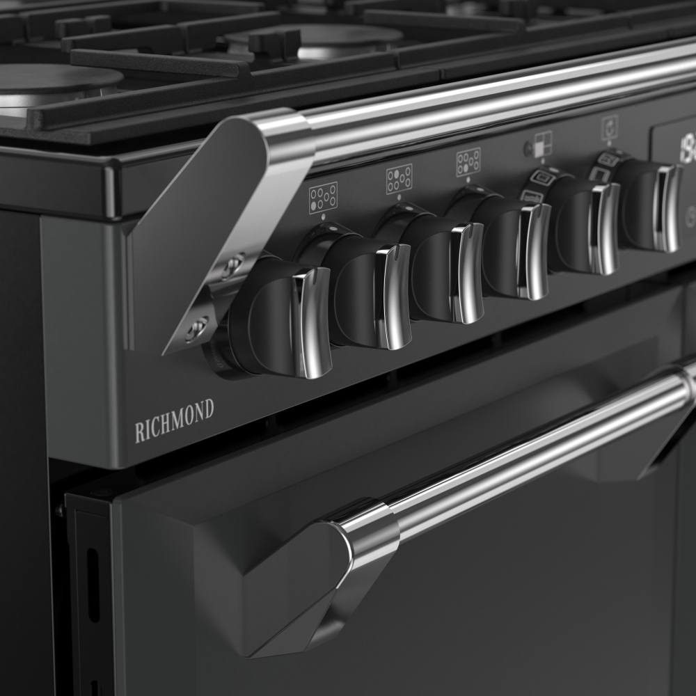 Stoves Richmond 100DF 100cm Dual Fuel Range Cooker, Grey, A Rated