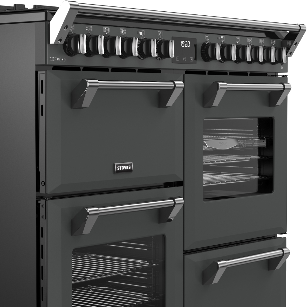 Stoves Richmond 100DF 100cm Dual Fuel Range Cooker, Grey, A Rated