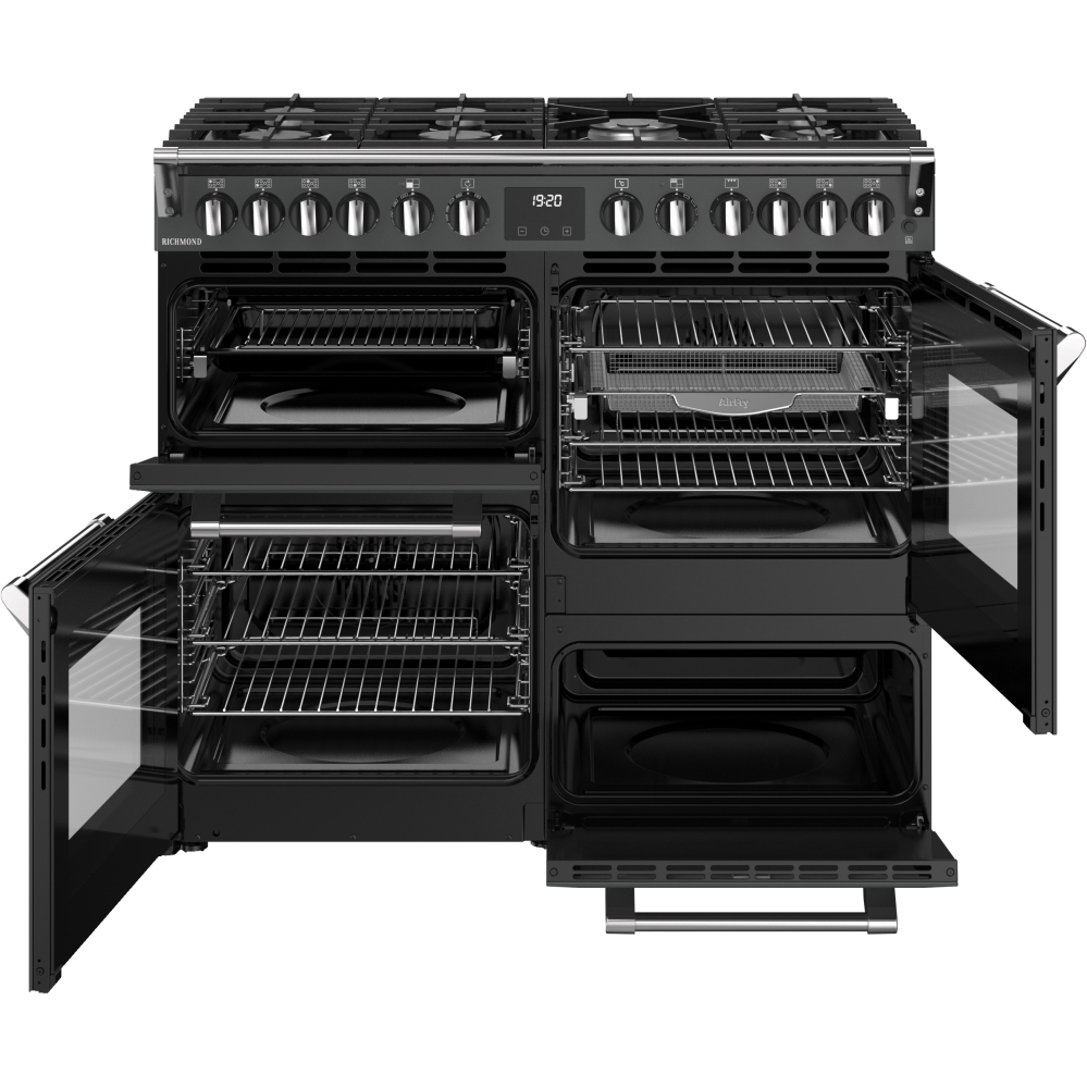 Stoves Richmond 100DF 100cm Dual Fuel Range Cooker, Grey, A Rated